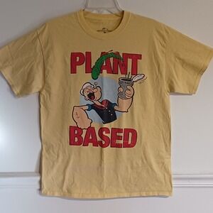 Universal Studios Graphic Tshirt Mens Popeye The Sailor Plant Based Sz Lg Yellow